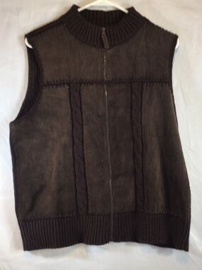 vintage designers studio originals women mock neck vest size L brown cabin layer
